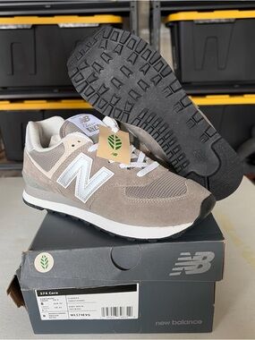 New Balance Women’s 574 Core Suede Mesh Sneakers - Taupe/White